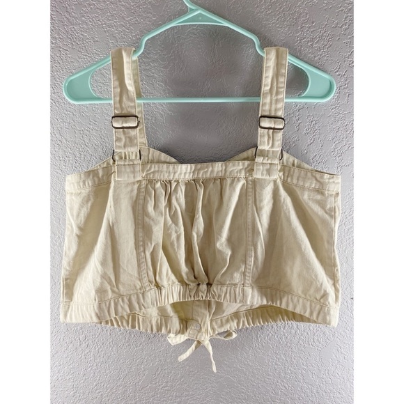 Free People We The Free Palm Desert Cream Ivory Button Crop Top - Picture 11 of 13